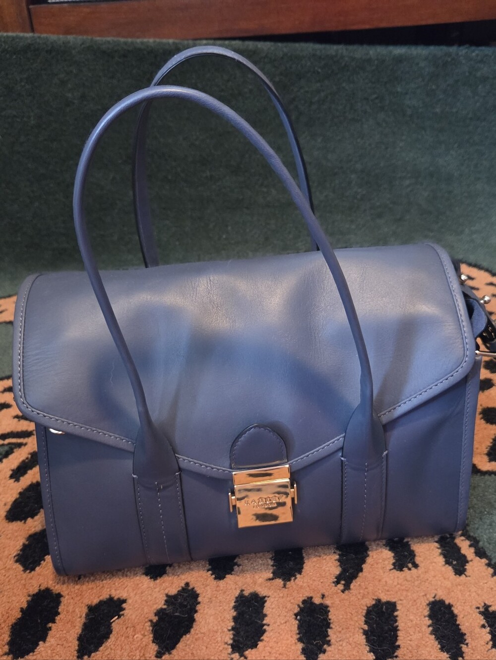 RADLEY LONDON Classic Blue Structured Handbag top Handles + Shoulder Strap